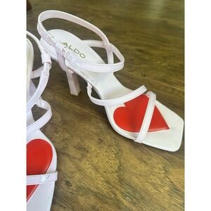 ALDO Quirky Cupid Red Heart Pink CUPIDA Strappy Sandals High Heels US 7.5 RARE